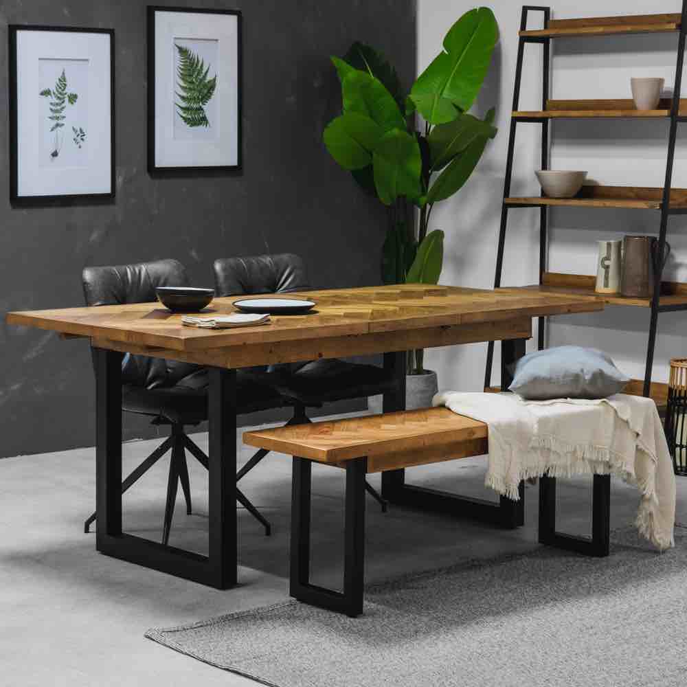 industrial style extending dining table