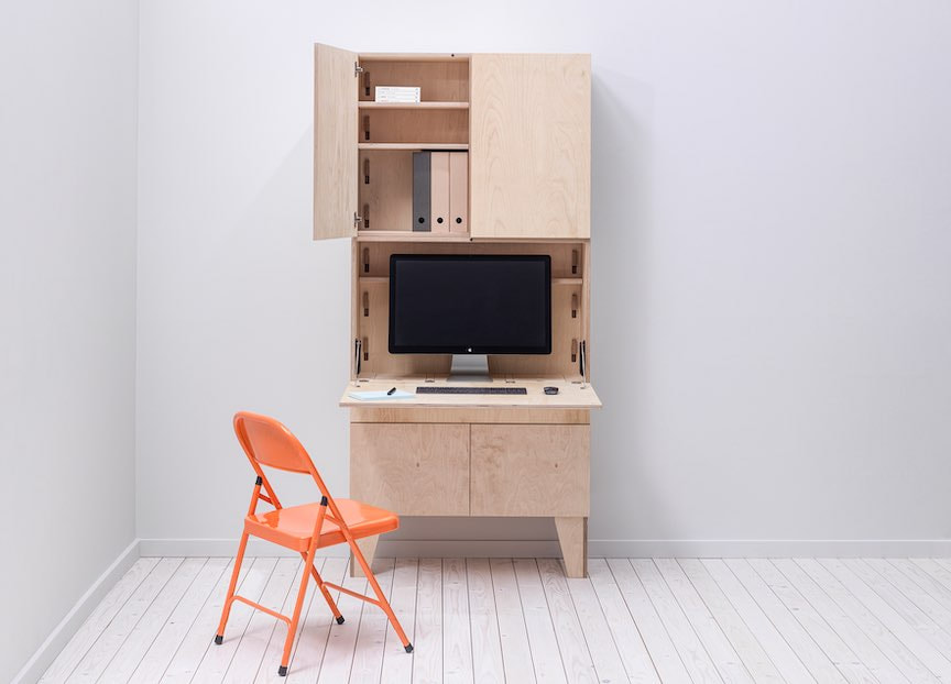 modular hidden desk shelving system
